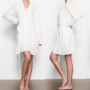 Share Skims Soft Lounge Ribbed Robe S Bathrobe Stretch Marble White Wedding Brid